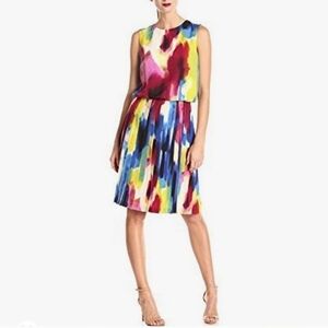 Donna Morgan sz 8 watercolor pleated dress